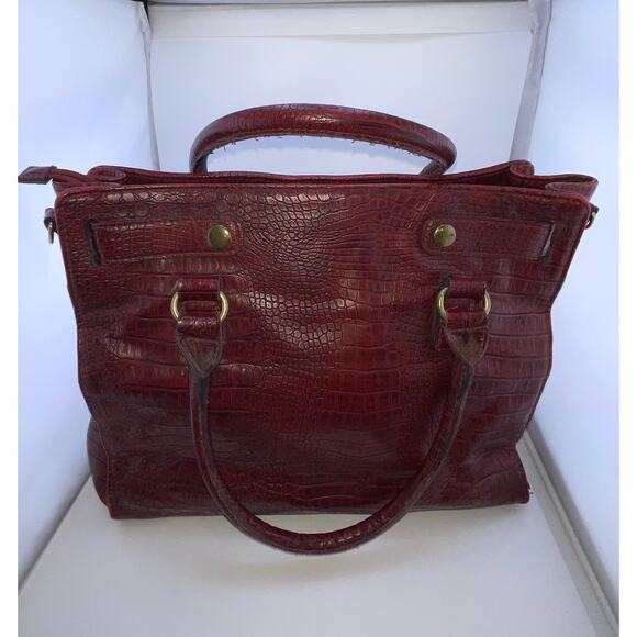 Red Vintage Bueno Croc Style Handbag‎ Handle Kelly Style Gold Hardware - Picture 4 of 16
